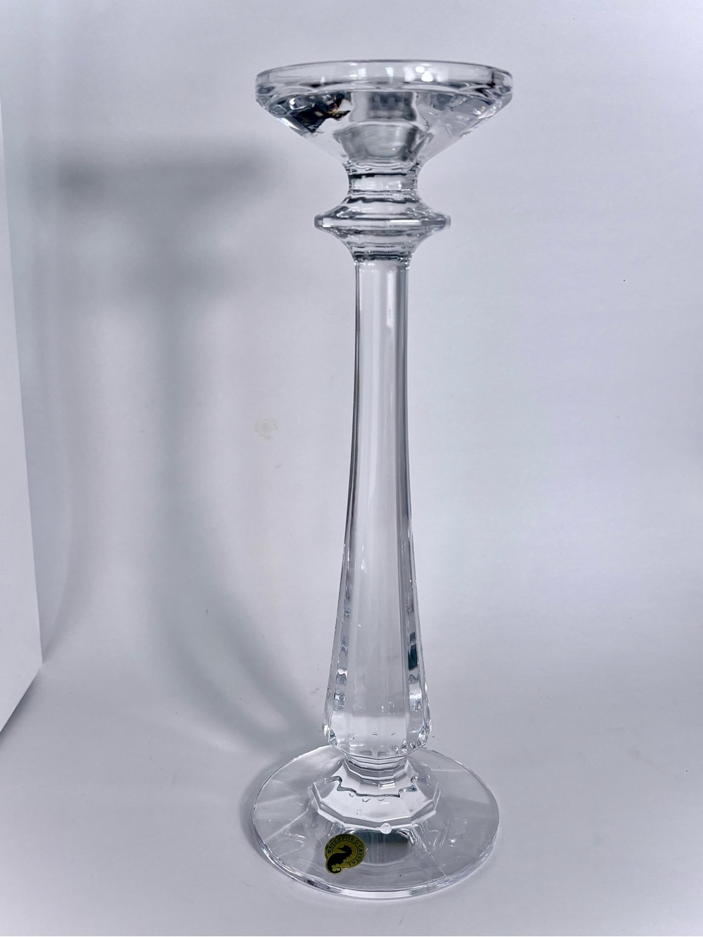 Waterford Illuminology Panel Cut Crystal Candlestick with Gold and Green Label - Picture 1 of 5